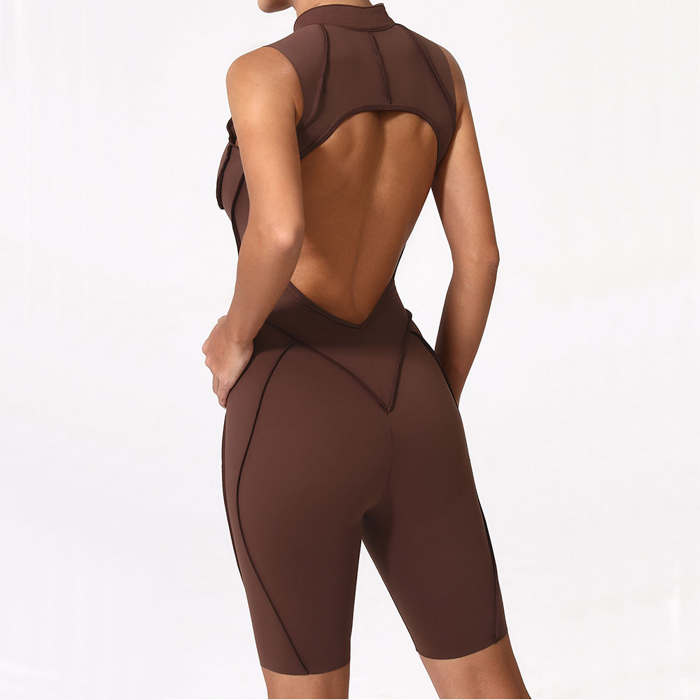 Winter Clothing Equipment - Reißverschluss-Jumpsuit Damen Fitness-Anzug Kurze Sets Sport-Overalls