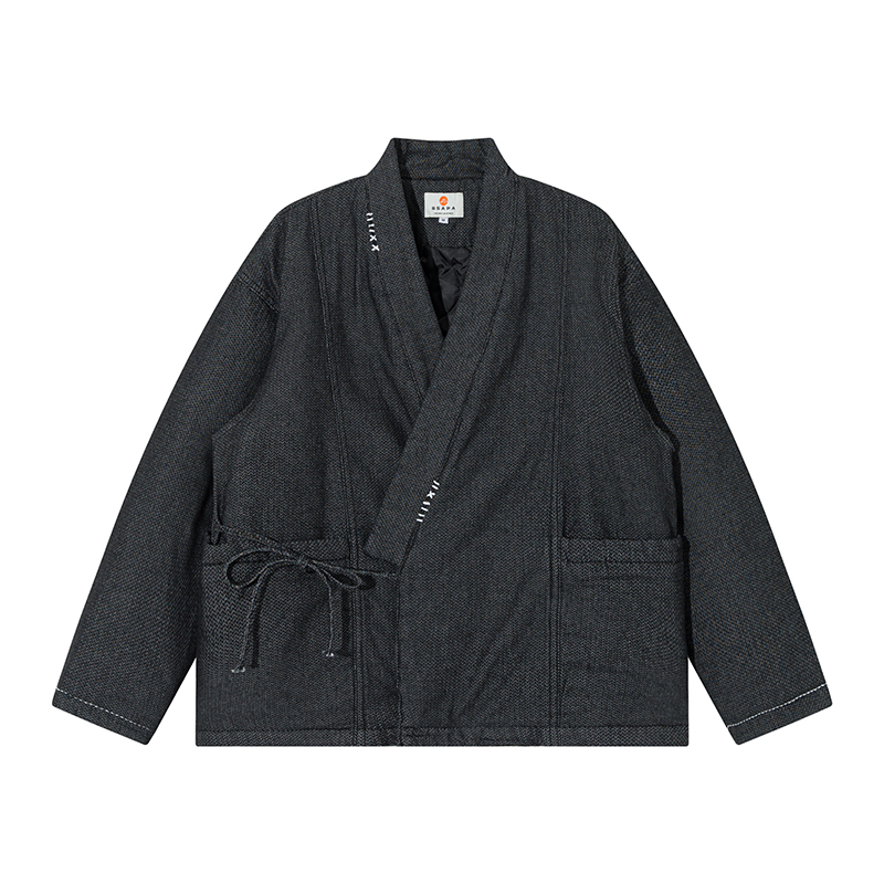 Traditional Winter Japanese Clothing - Winter japanischen Stil blau Kimono Jacke
