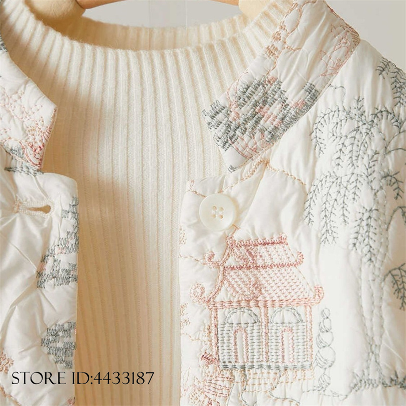 Traditional Winter Japanese Clothing - Chinesischer Stil Herbst-Winter-Oberbekleidung, wattierte Jacke, bestickter