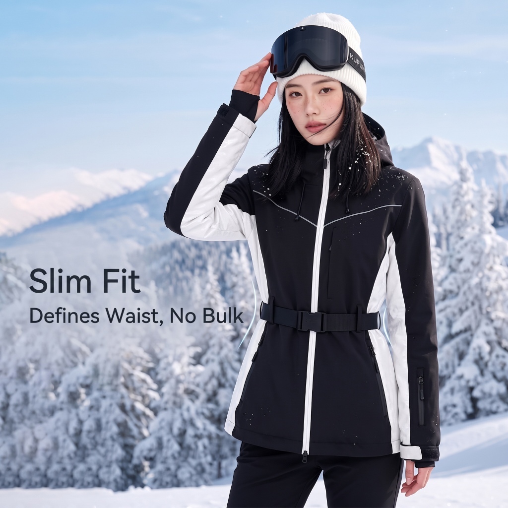 Ski Pants Waterproof - KUFUN Skibekleidung 3L Polyester Gepolsterte Jacke