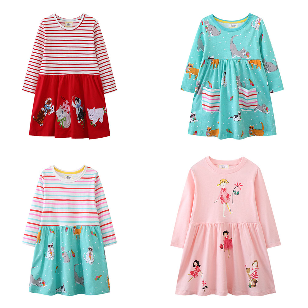 Winter Clothing Activities For Toddlers - Jumping Meters Mädchen Langarm-Katzenkostüm-Kleid 2-7 Jahre