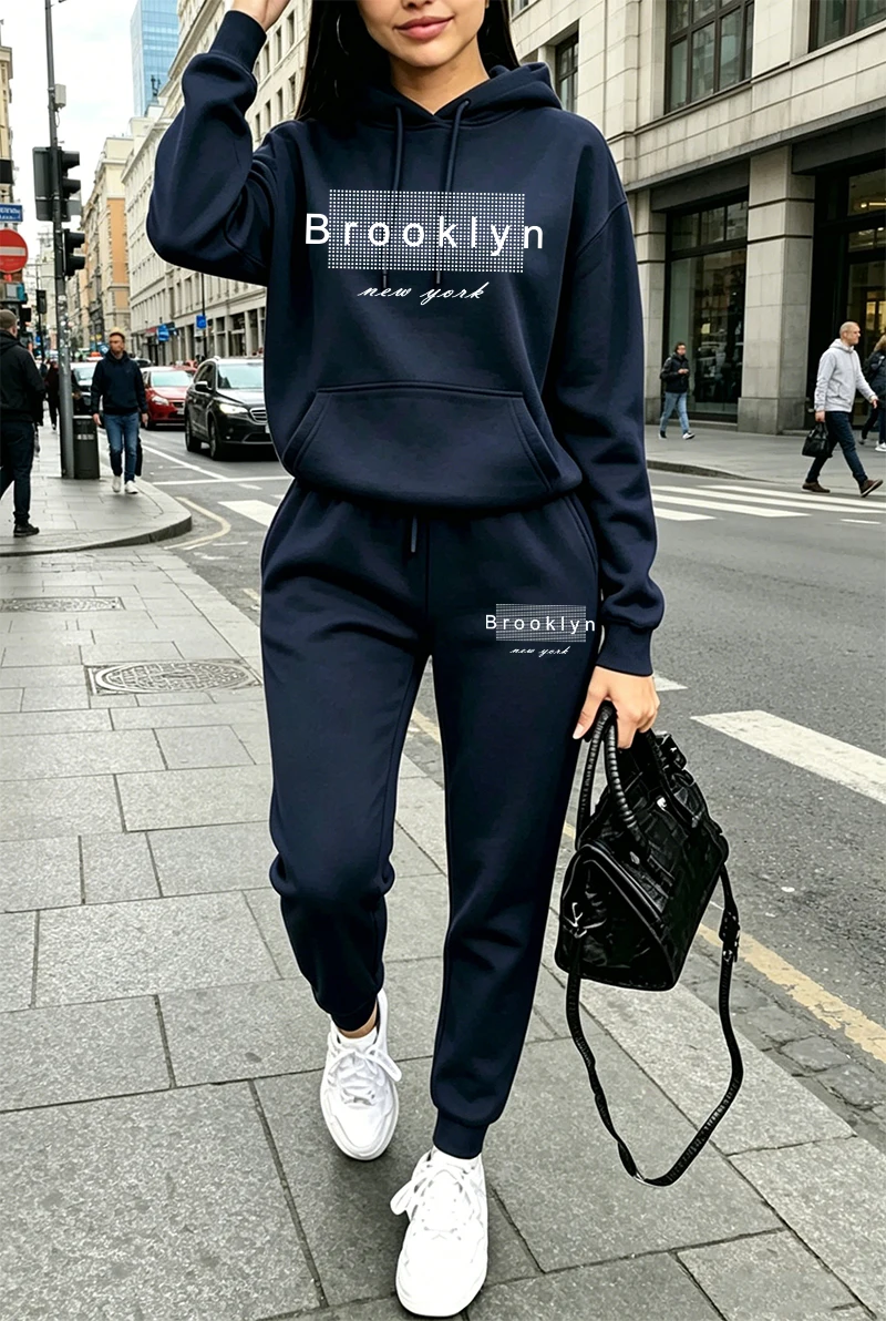 Winter Clothing Usa - Damen-Trainingsanzug mit Aufdruck, Lässiger Hoodie, Sweatshirts