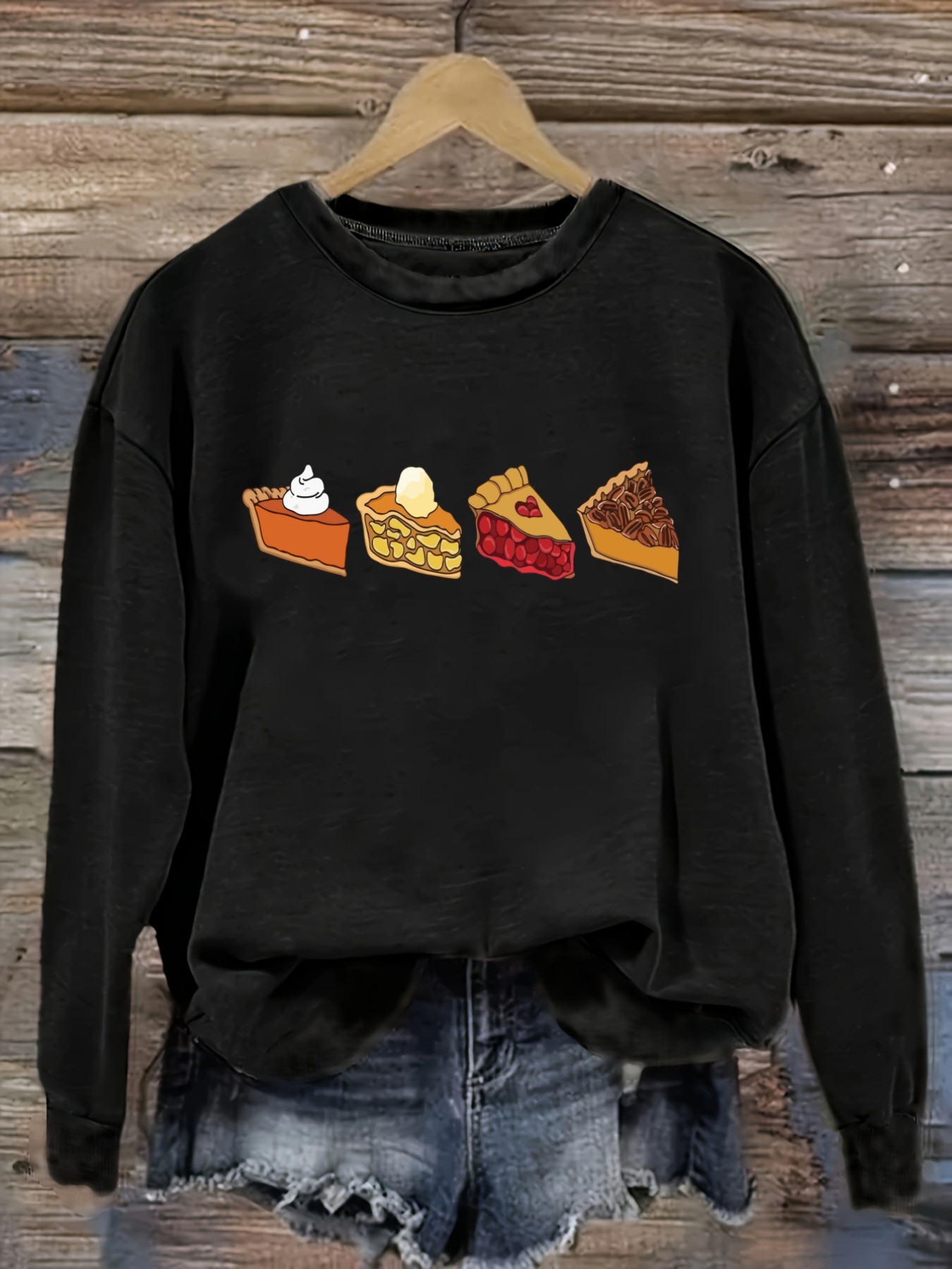 Winter Clothing Usa - Damen-Freizeit-T-Shirt mit langen Ärmeln und Rundhalsausschnitt,