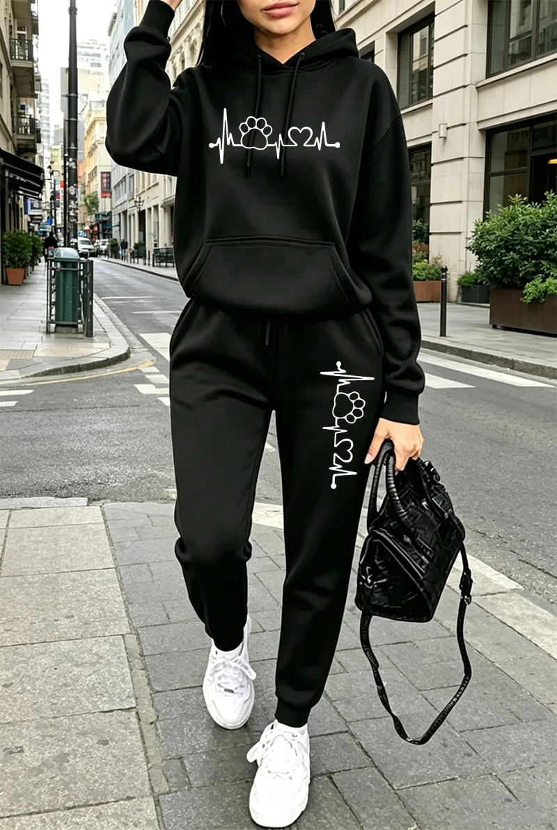 Winter Clothing Usa - 2026 Damen-Trainingsanzug mit Aufdruck, Lässiger Hoodie,
