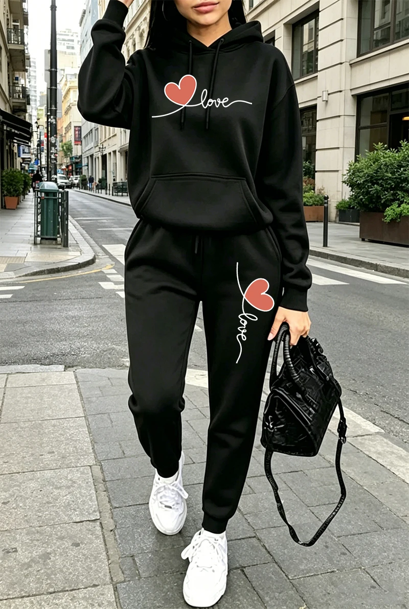 Winter Clothing Usa - Damen-Trainingsanzug mit Print, Lässiger Langarm-Hoodie, Sweatshirts