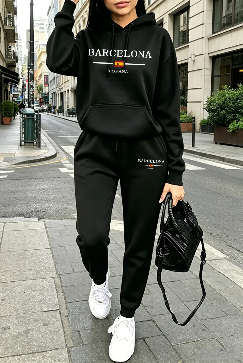 Winter Clothing Usa - Modischer Damen-Trainingsanzug mit Print, Lässiger Hoodie,