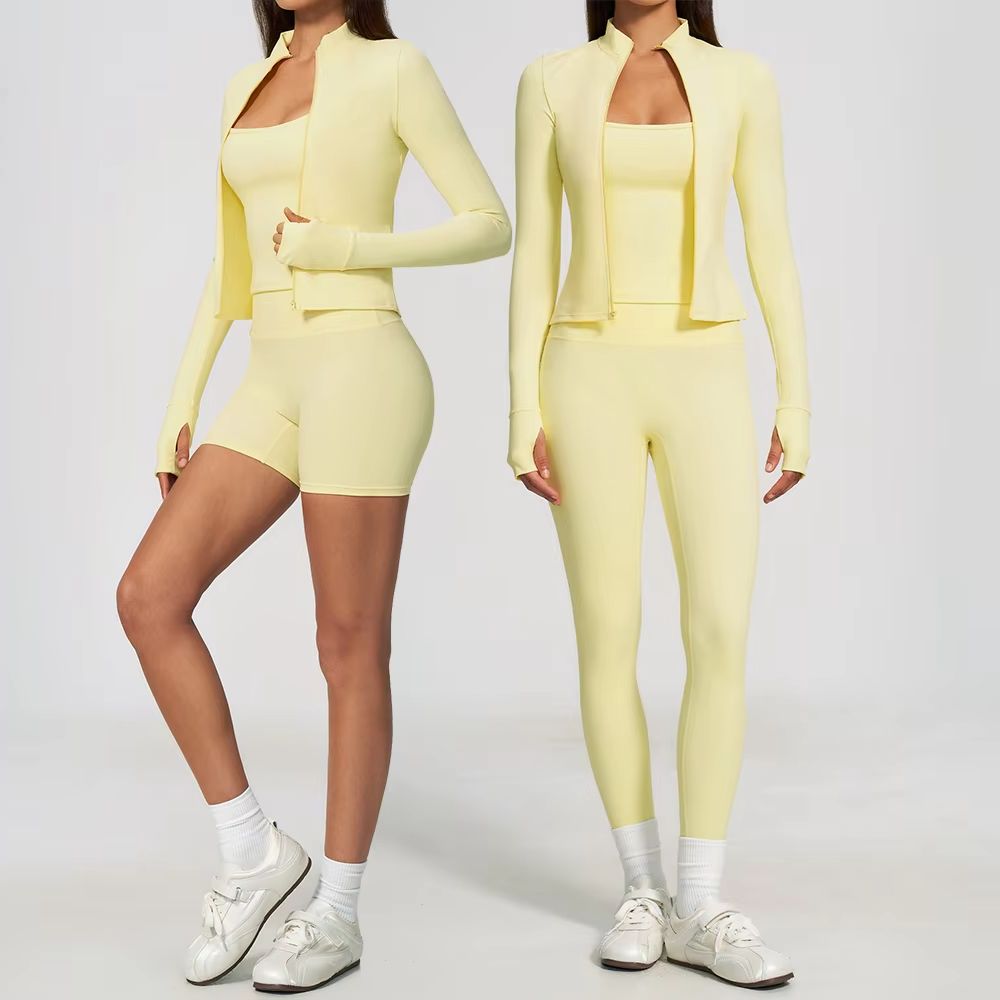 Winter Clothing Equipment - Damen Yoga-Set 3-teilig Workout-Set Sportbekleidung Fitnesskleidung