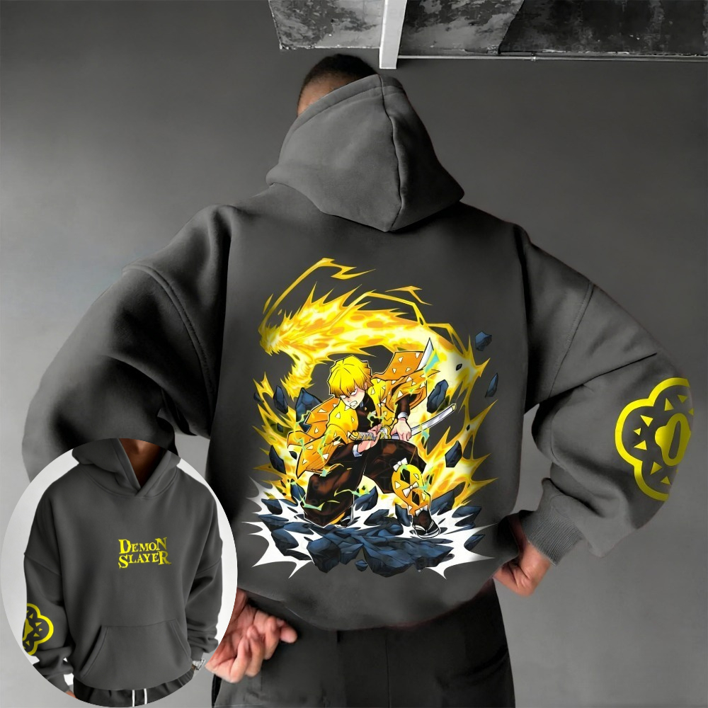 Winter Clothing Japan - Demon Slayer Herren Hoodie Sweatshirt Agatsuma