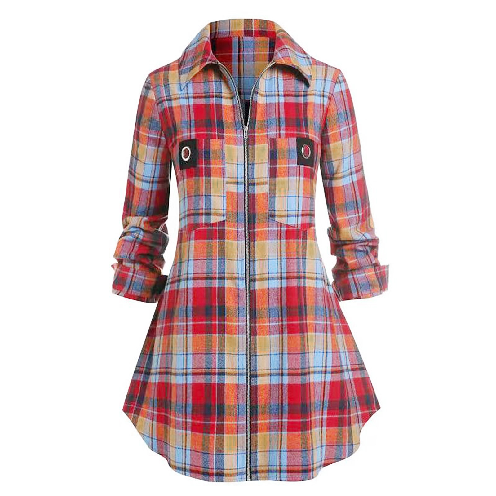 Kariertes Langarm-Hemdkleid fü – Winter Clothing Usa Bewertung und Preis