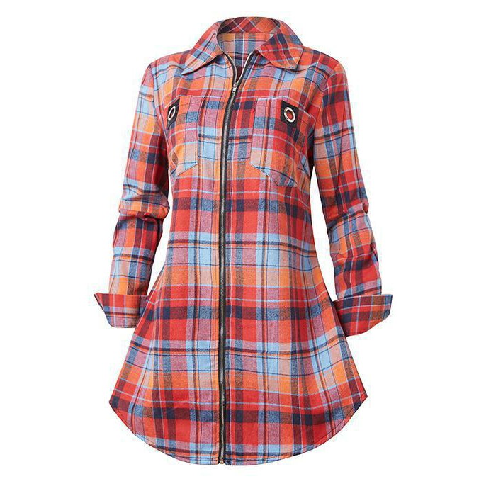 Kariertes Langarm-Hemdkleid fü – Winter Clothing Usa Bewertung und Preis